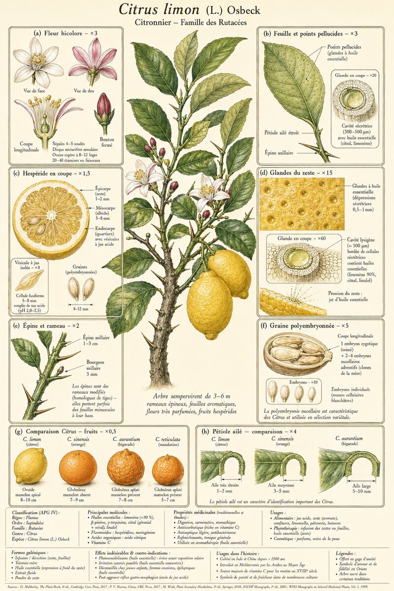 Planche botanique Citronnier