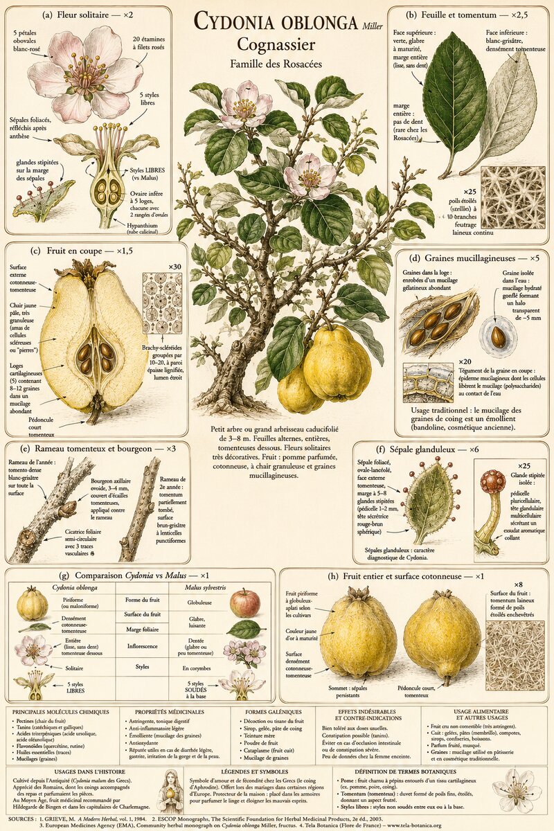 Planche botanique Cognassier