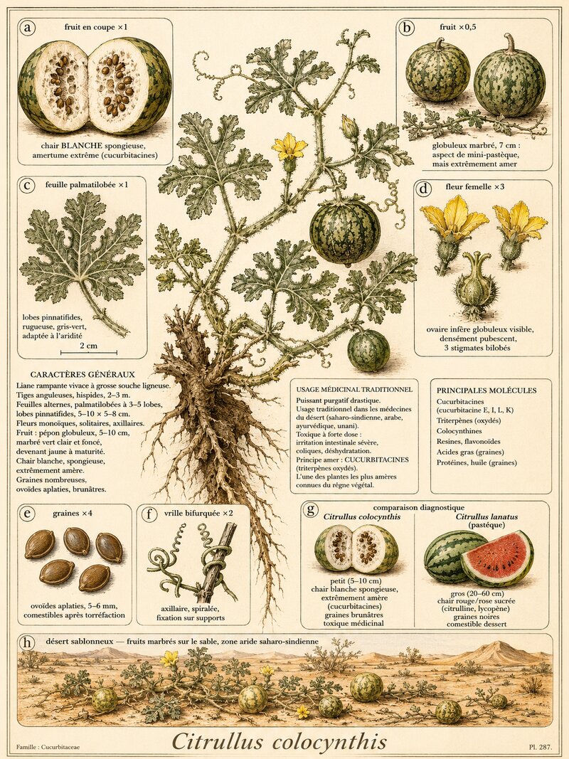 Planche botanique COLOQUINTE