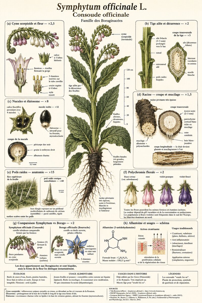 Planche botanique Consoude officinale
