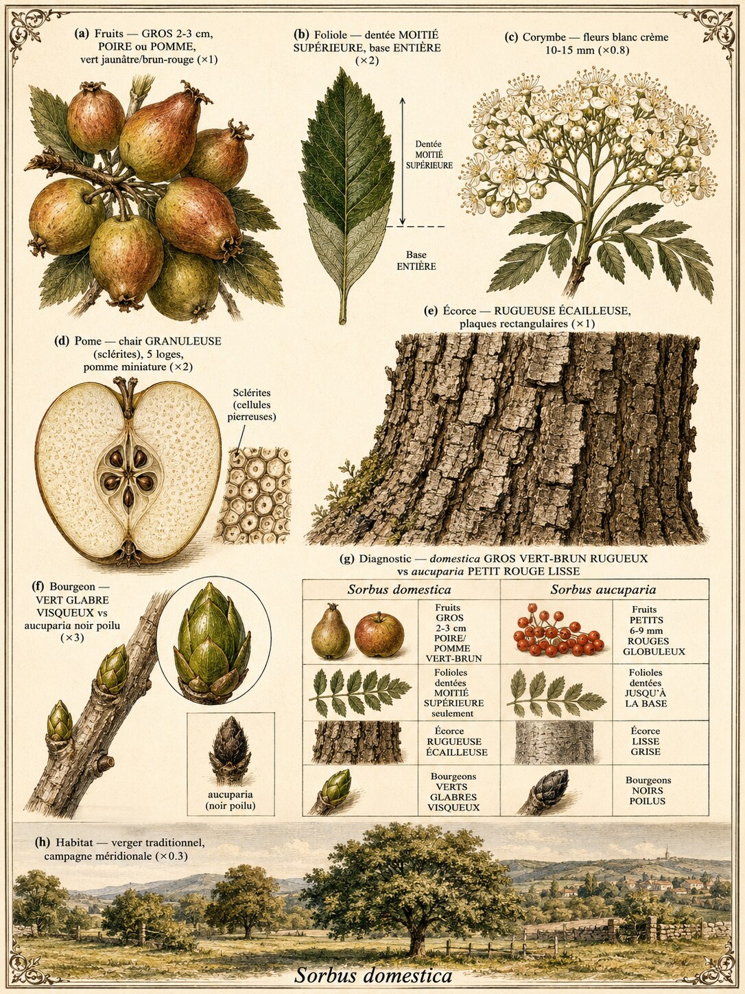 Planche botanique SORBIER DOMESTIQUE