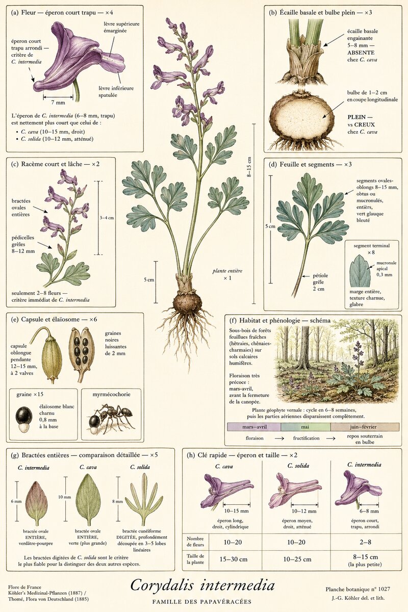 Planche botanique Corydale intermédiaire