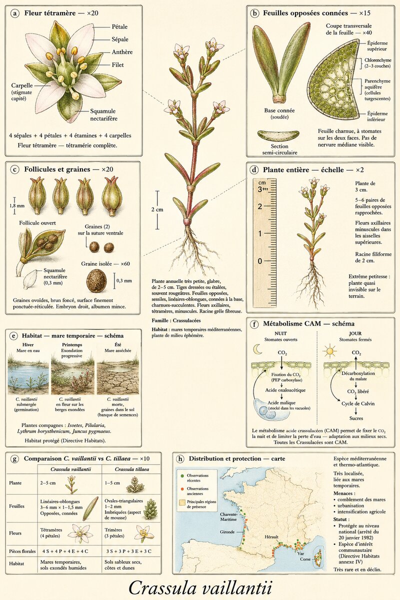 Planche botanique Crassule de Vaillant
