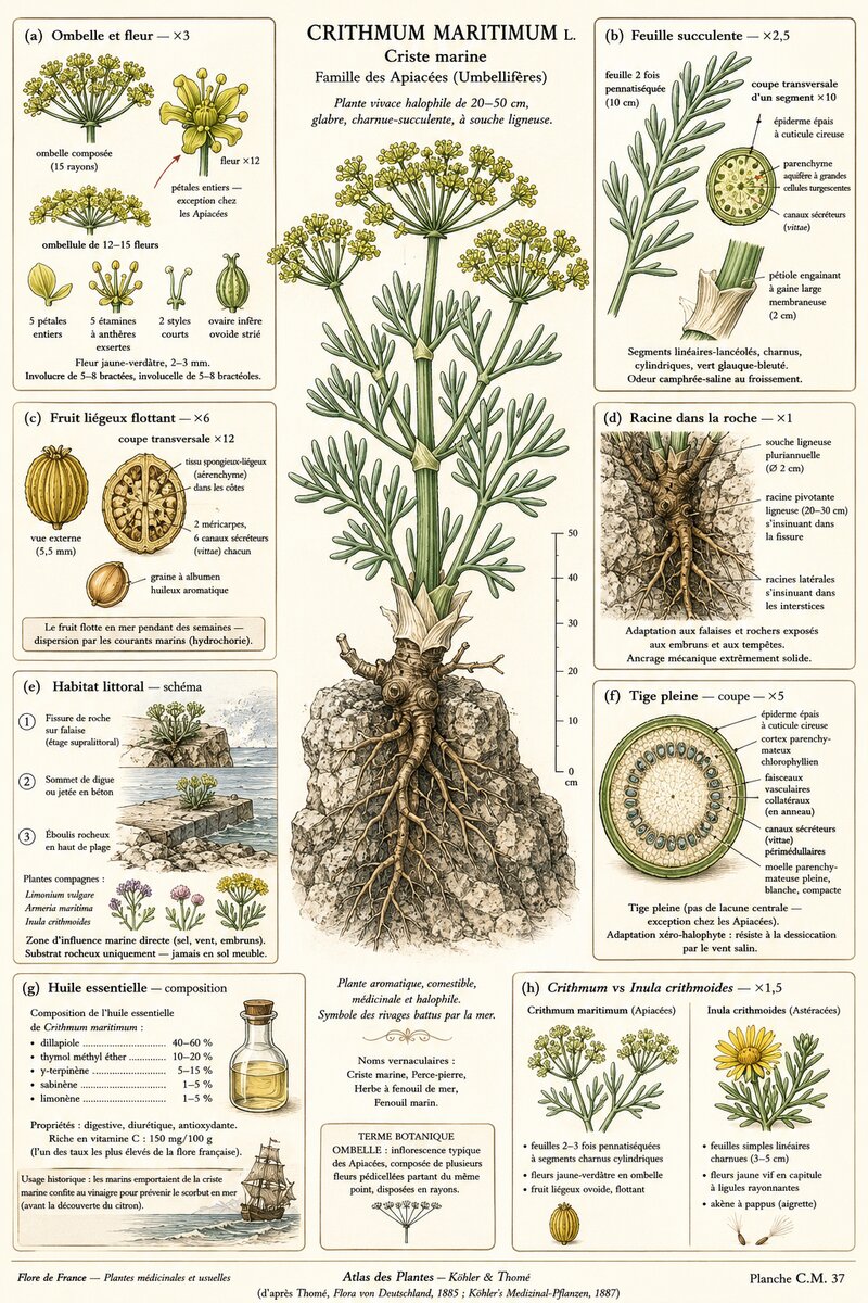 Planche botanique Criste marine