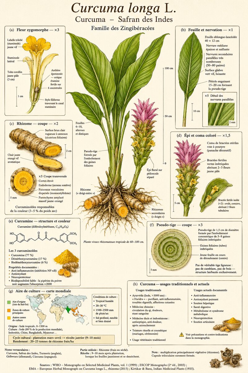 Planche botanique Curcuma