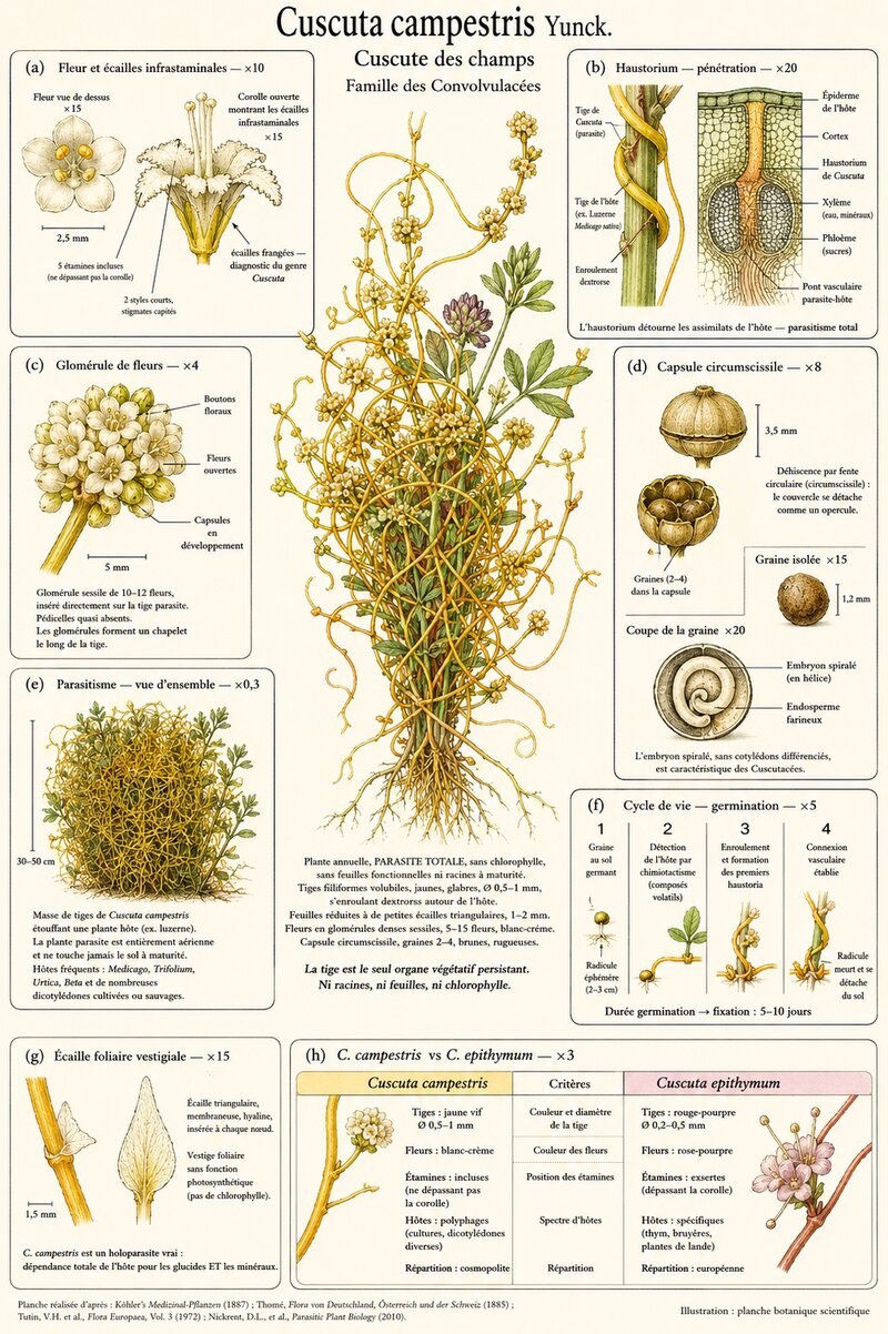 Planche botanique Cuscute des champs