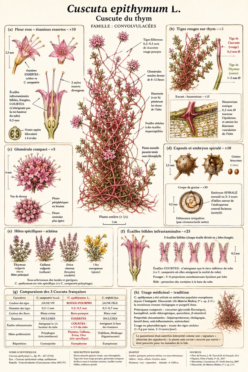 Planche botanique Cuscute du thym