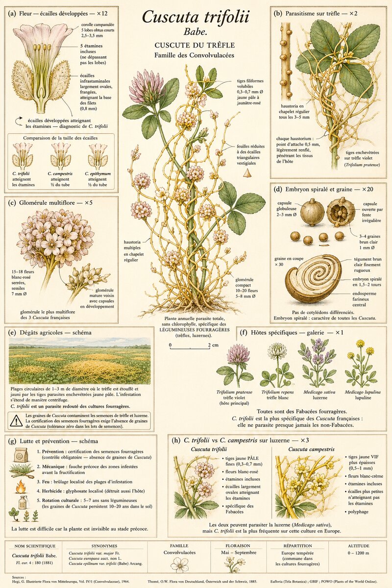 Planche botanique Cuscute du trèfle
