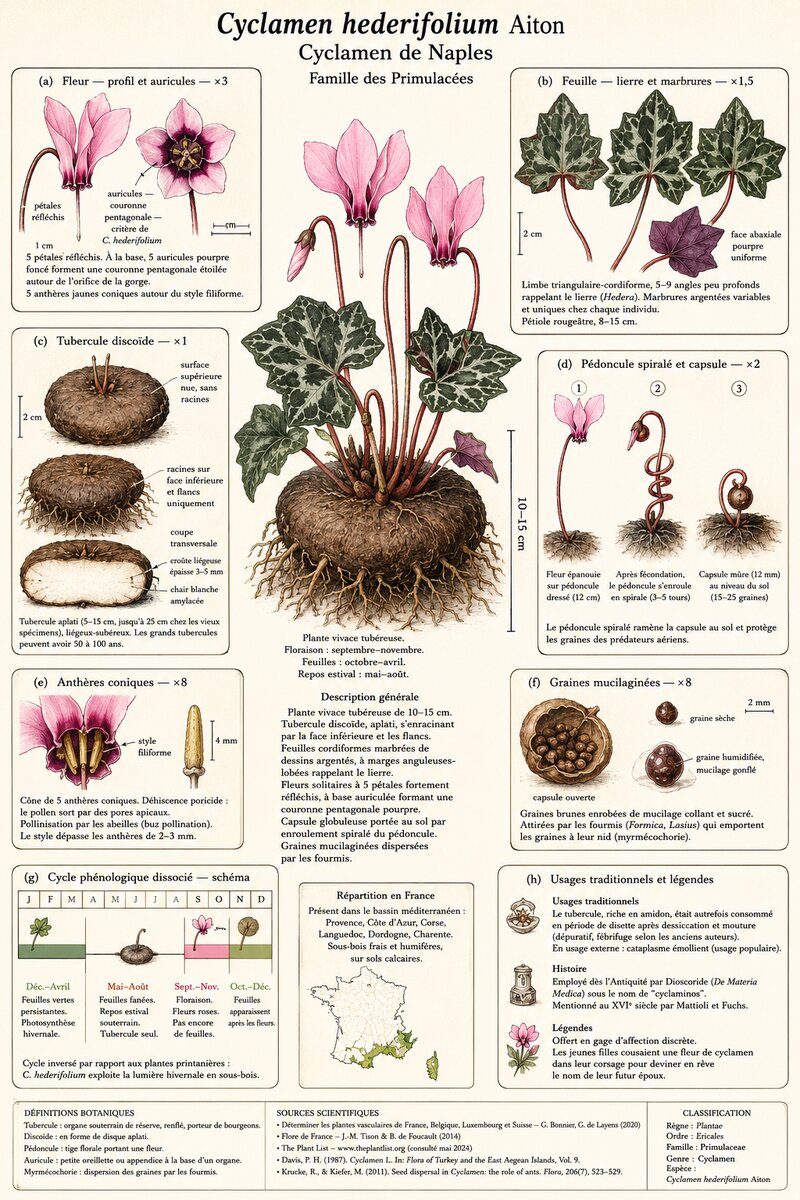 Planche botanique Cyclamen de Naples
