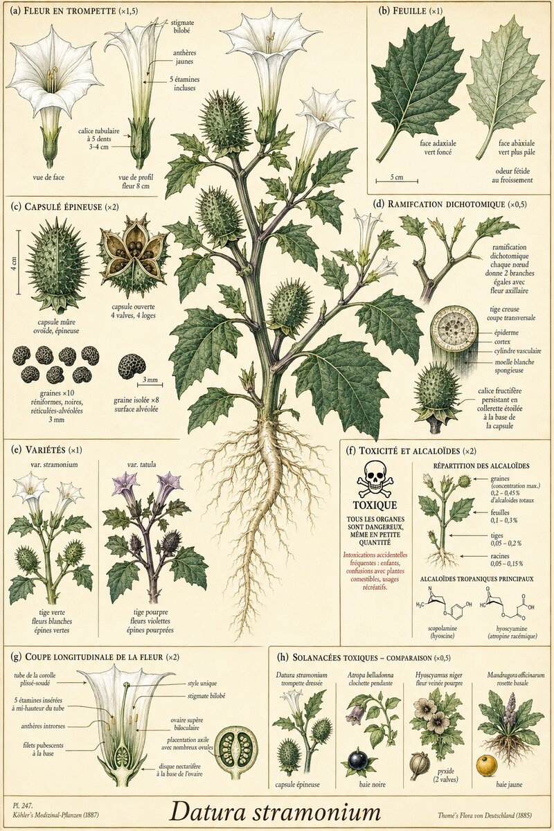 Planche botanique Datura stramoine