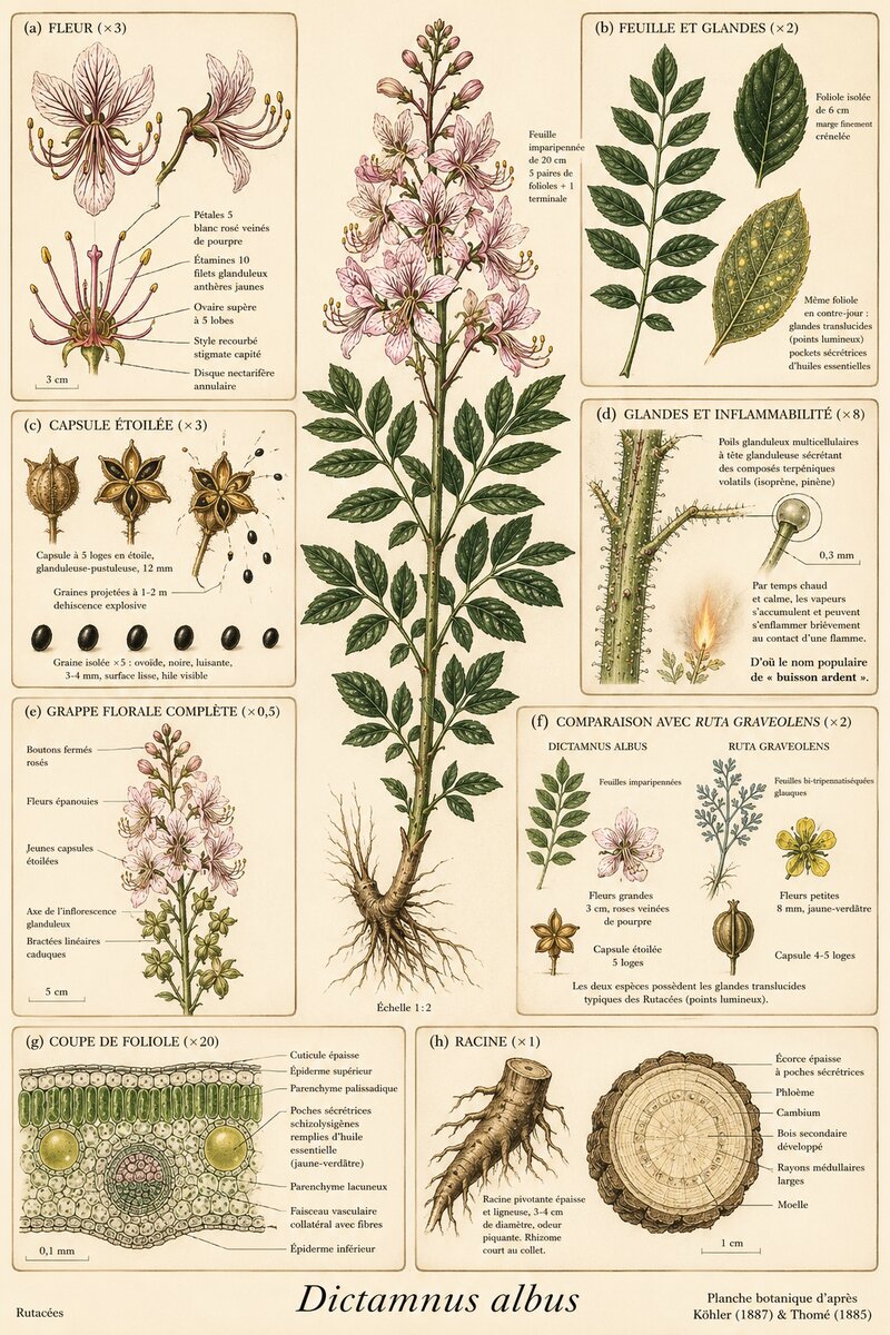 Planche botanique Dictame blanc