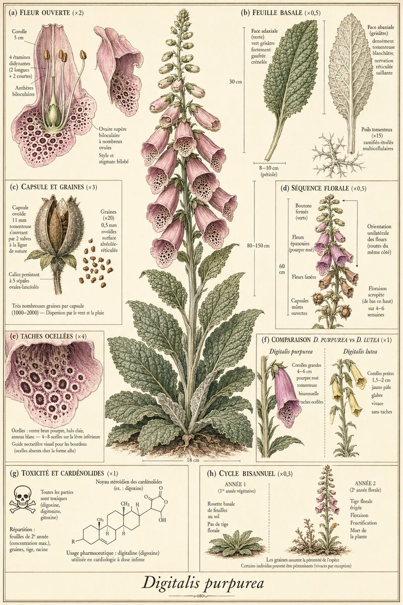 Planche botanique Digitale pourpre
