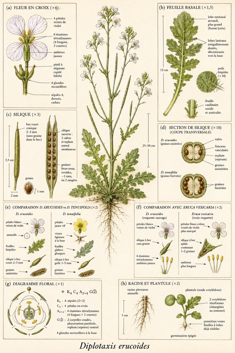 Planche botanique Diplotaxis fausse roquette