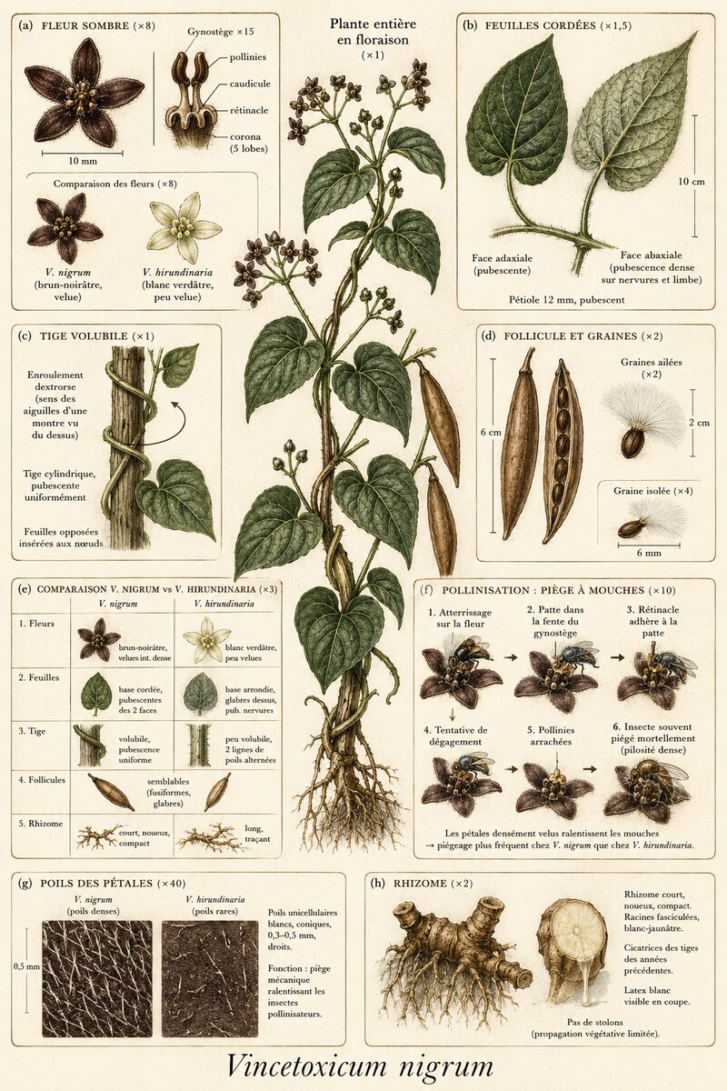 Planche botanique Dompte-venin noir