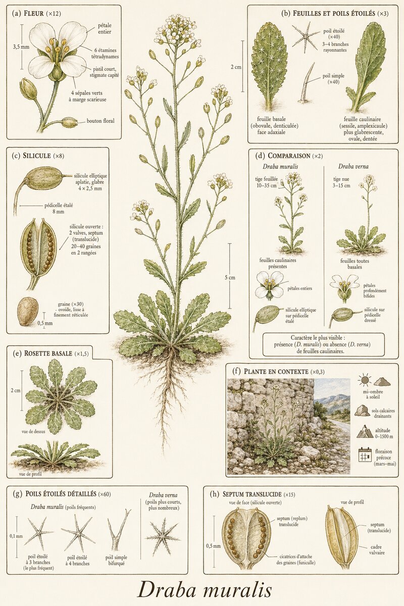 Planche botanique Drave des murailles