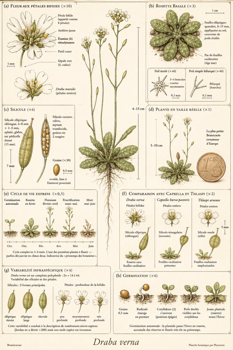 Planche botanique Drave printanière