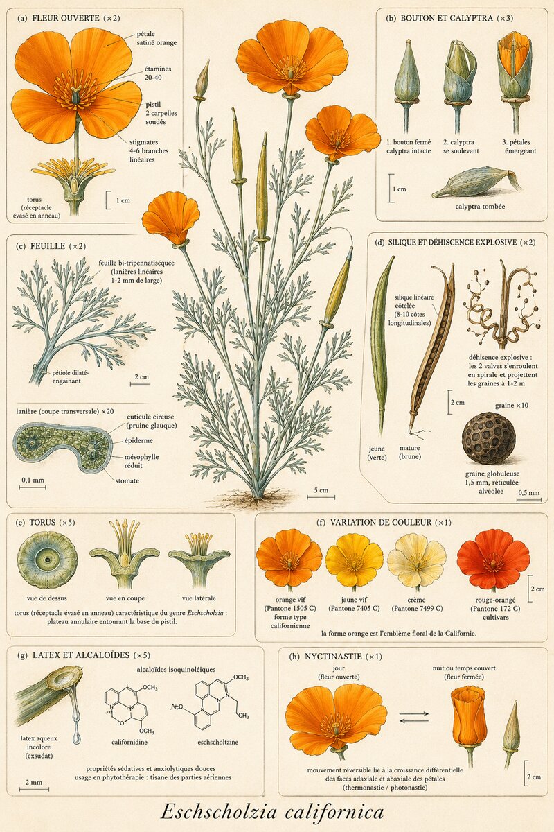 Planche botanique Eschscholtzia
