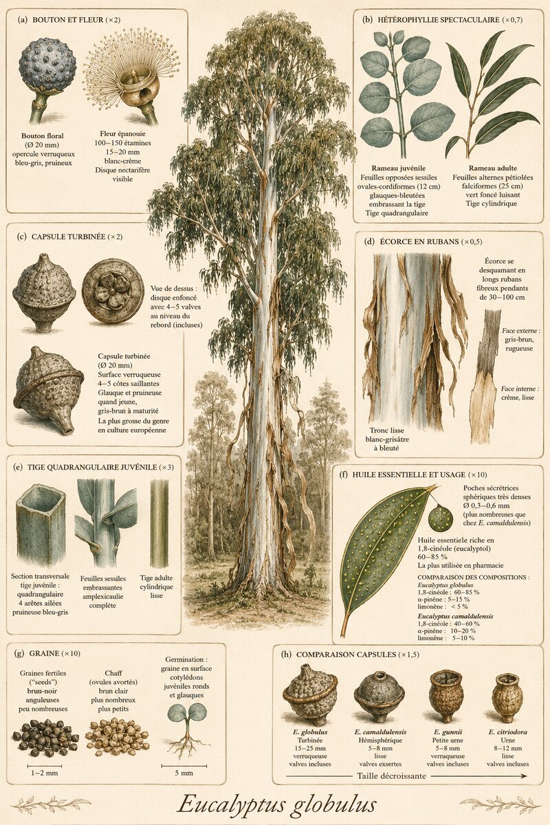 Planche botanique Eucalyptus globuleux