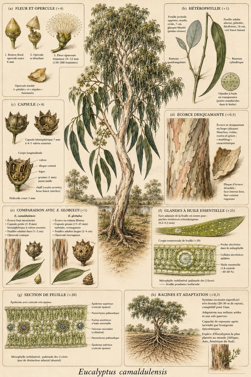 Planche botanique Eucalyptus rouge