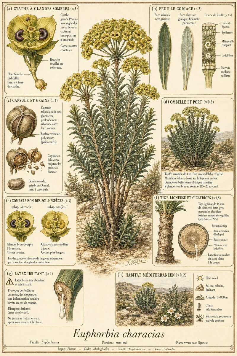 Planche botanique Euphorbe des garrigues