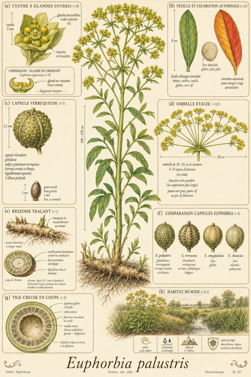 Planche botanique Euphorbe des marais