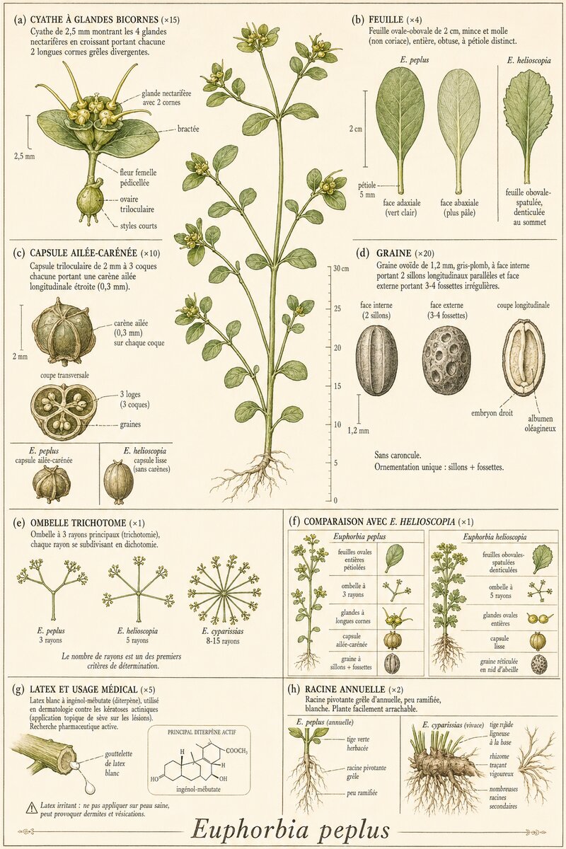 Planche botanique Euphorbe peplus