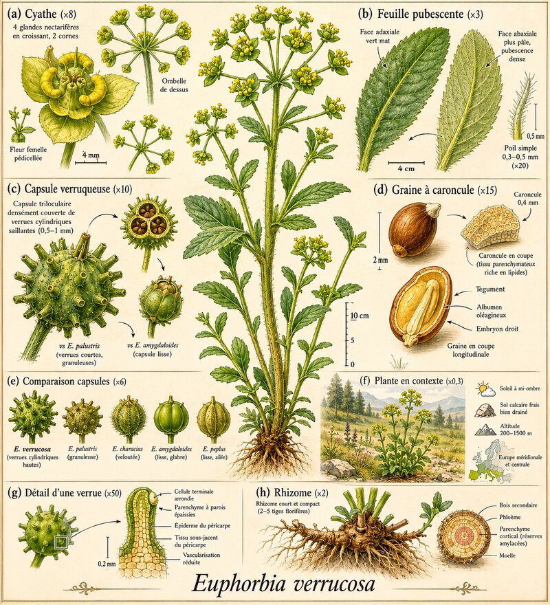 Planche botanique Euphorbe verruqueuse
