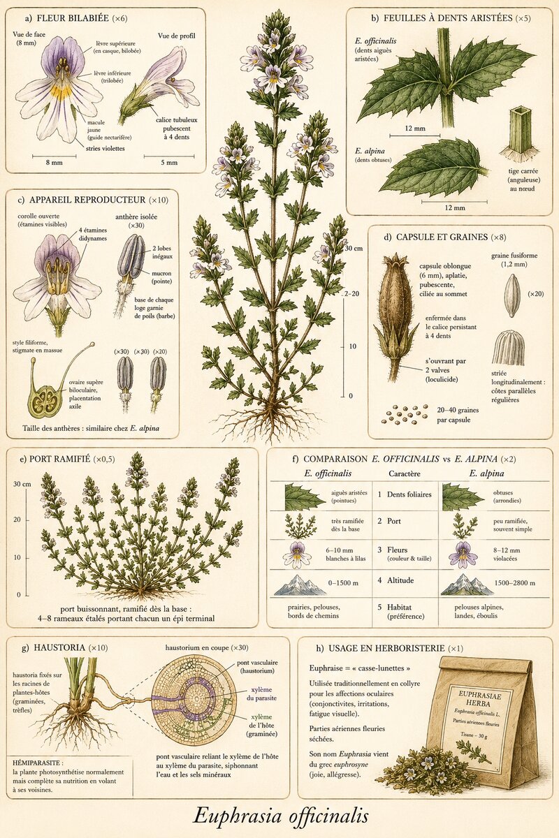 Planche botanique Euphraise officinale