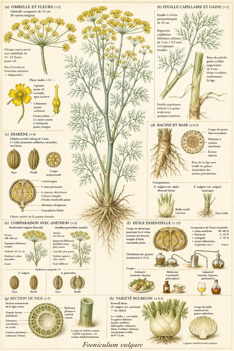 Planche botanique Fenouil commun