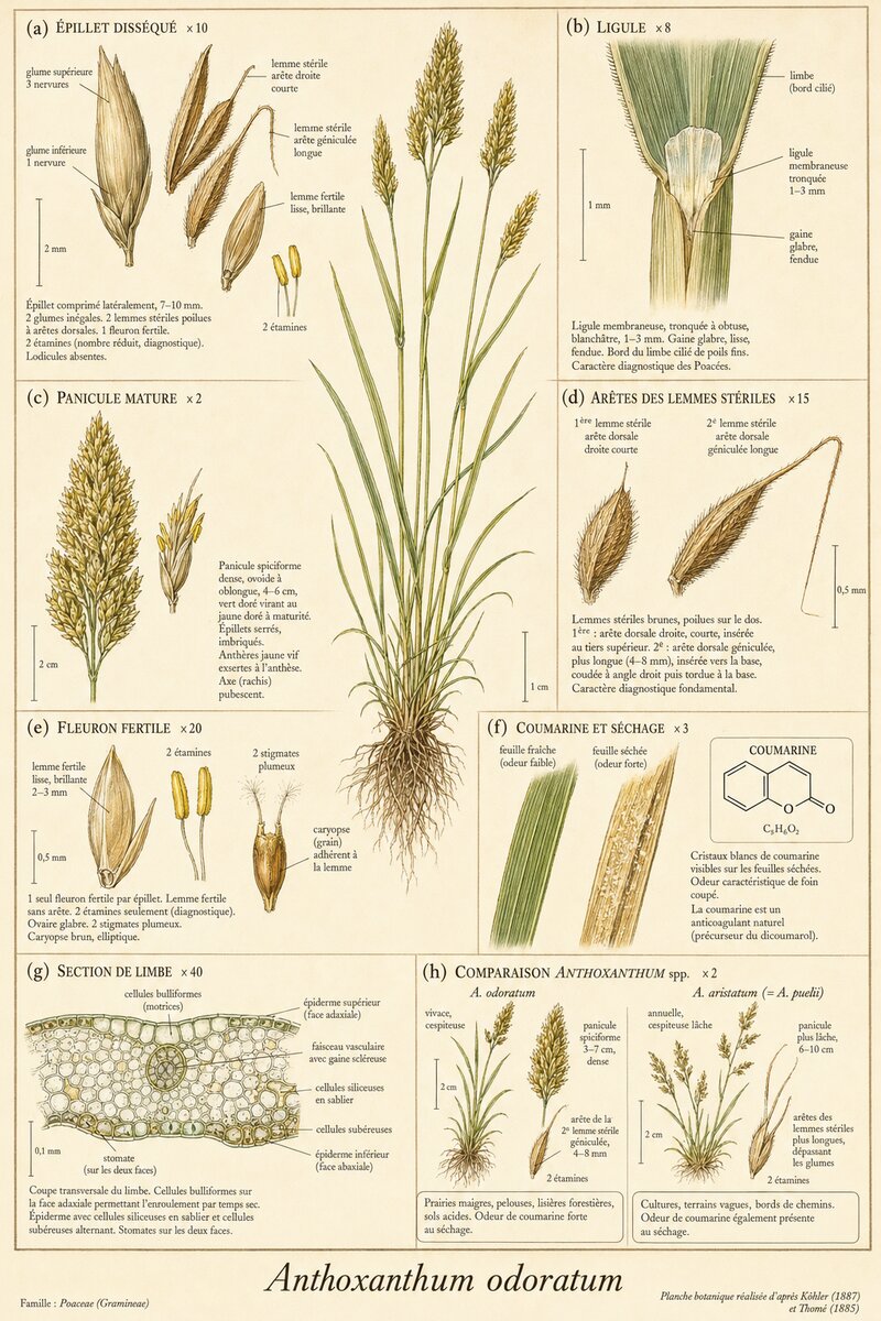 Planche botanique Flouve odorante