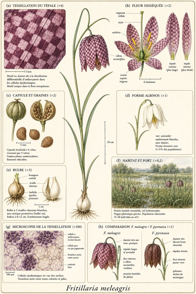 Planche botanique Fritillaire pintade