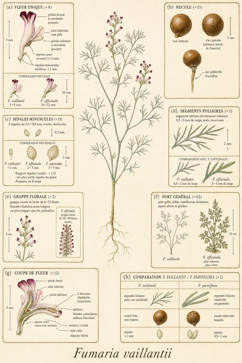 Planche botanique Fumeterre de Vaillant