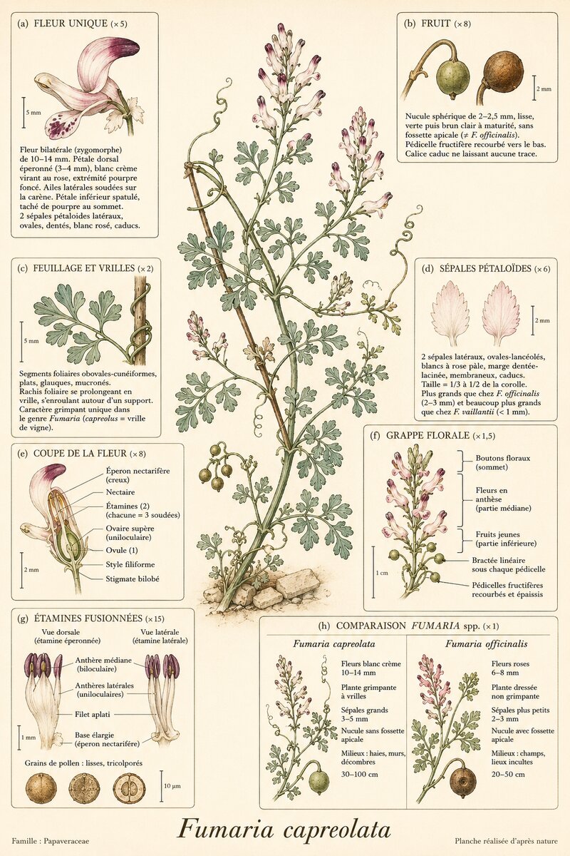 Planche botanique Fumeterre grimpante