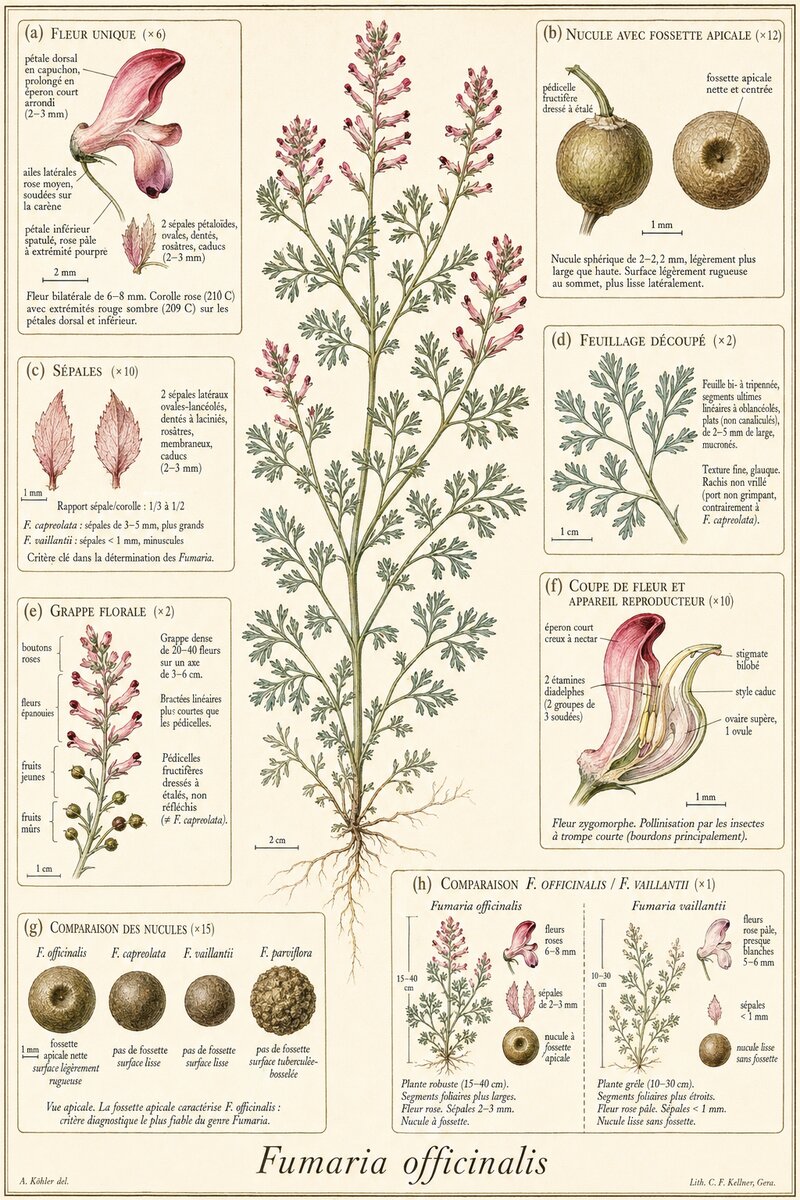 Planche botanique Fumeterre officinale