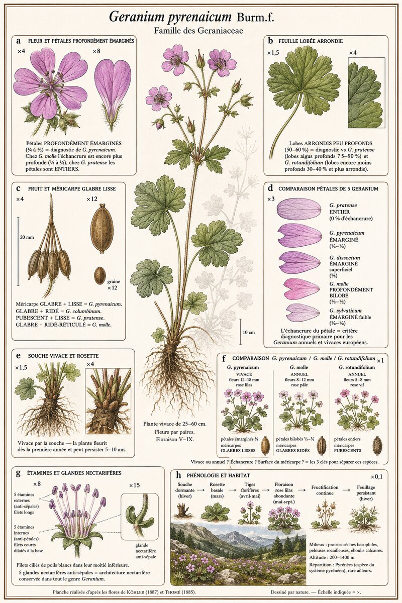 Planche botanique Géranium des Pyrénées