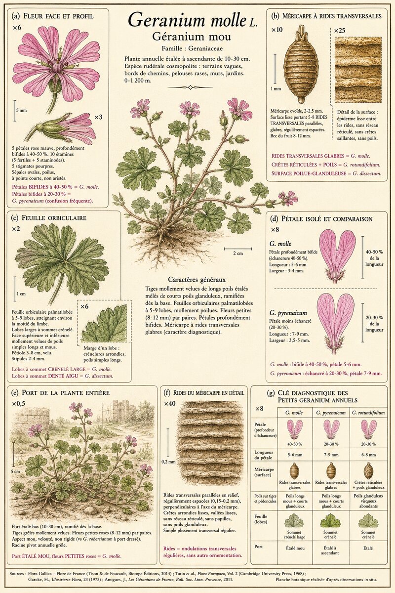 Planche botanique Géranium mou