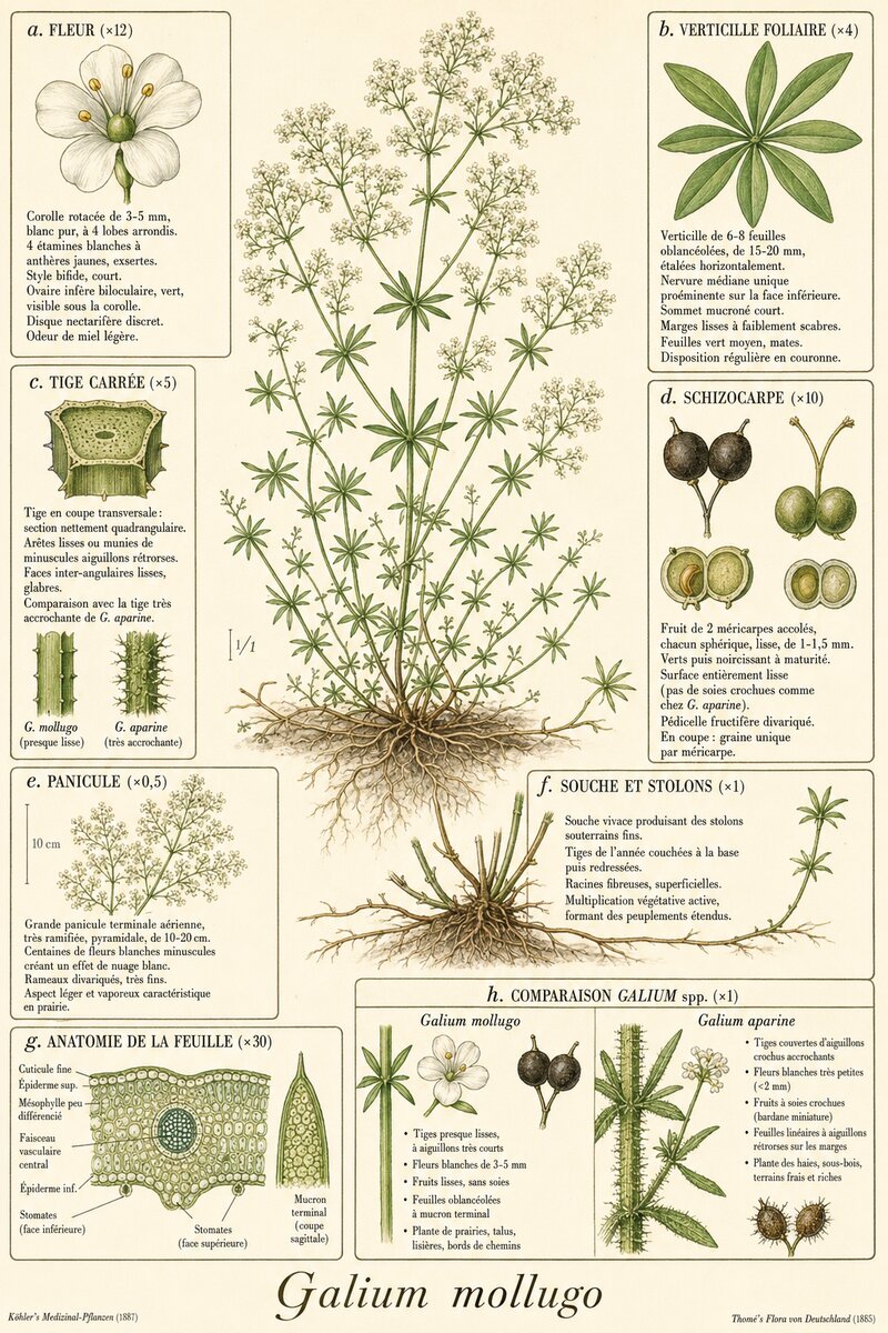Planche botanique Gaillet commun