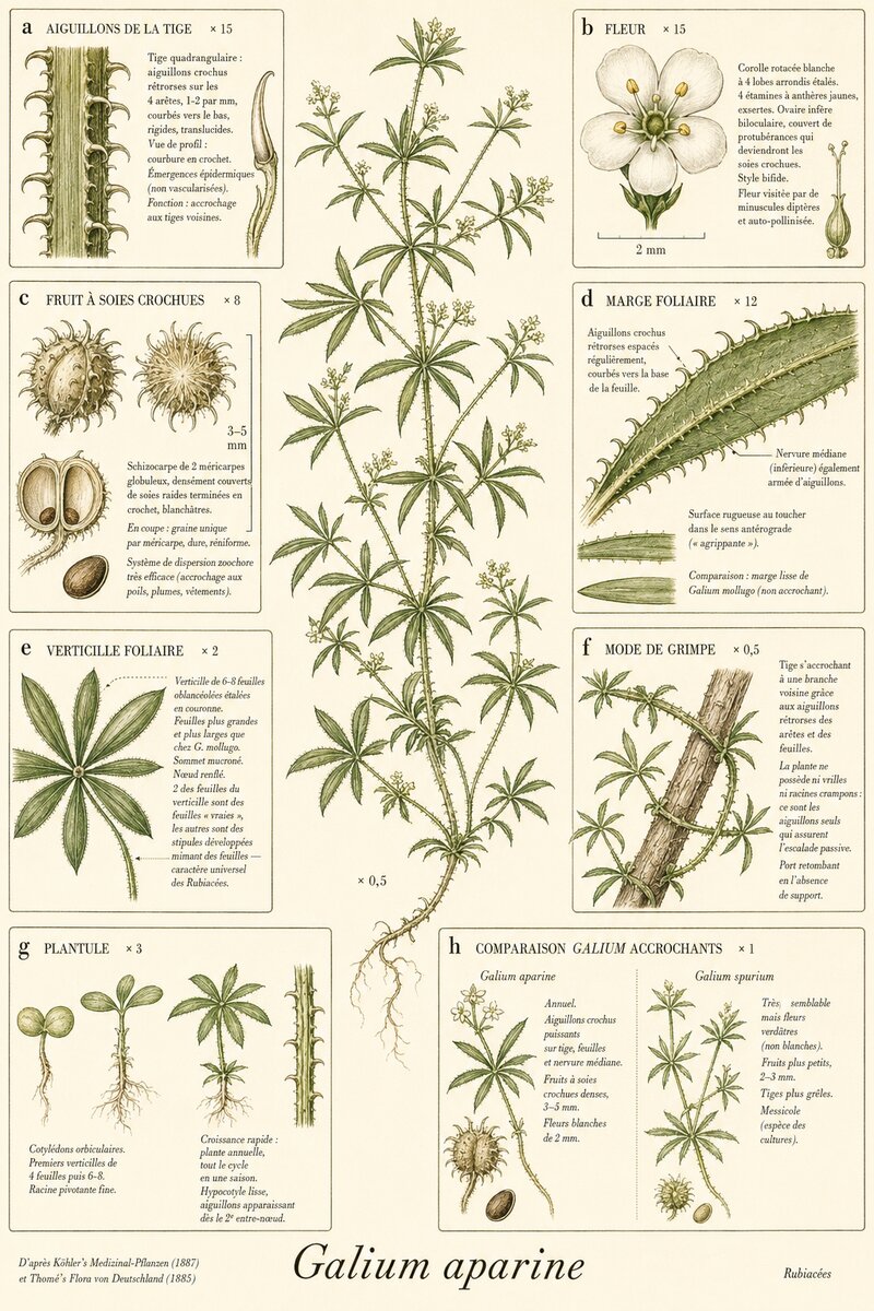 Planche botanique Gaillet gratteron