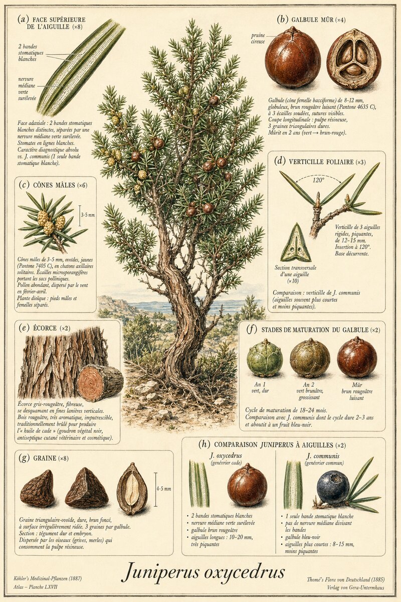 Planche botanique Genévrier cade