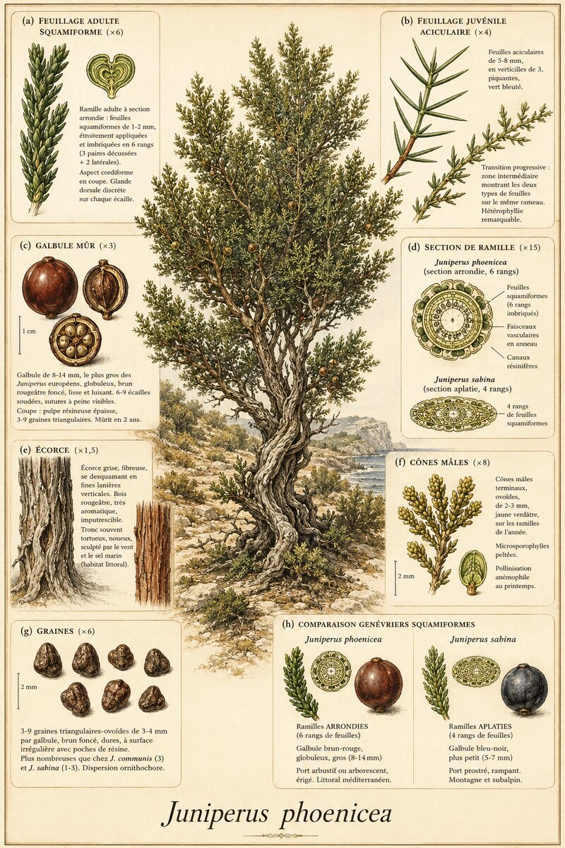Planche botanique Genévrier de Phénicie
