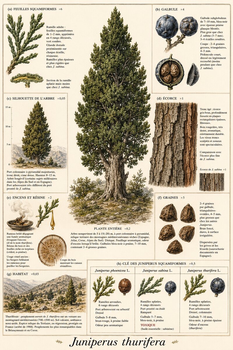 Planche botanique Genévrier thurifère