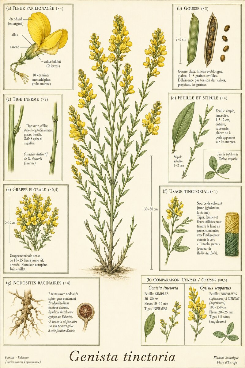 Planche botanique Genêt des teinturiers