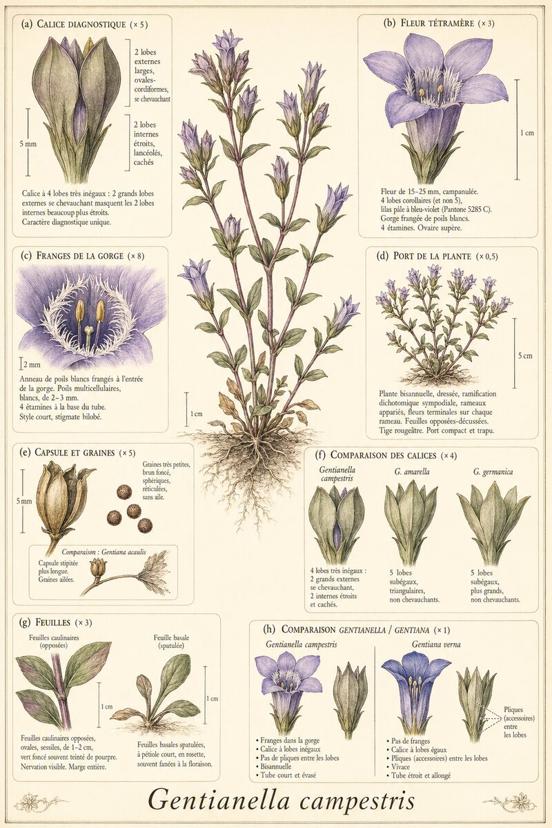 Planche botanique Gentiane champêtre