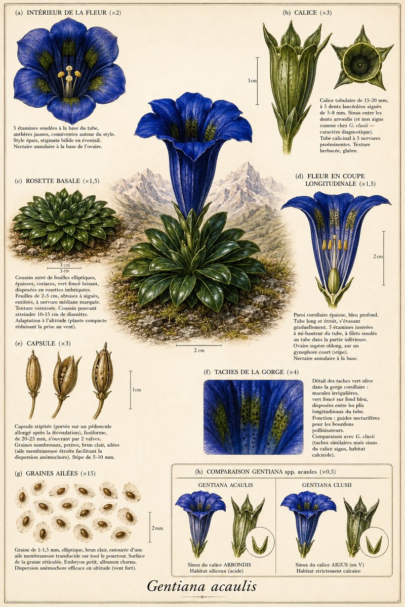Planche botanique Gentiane de Koch