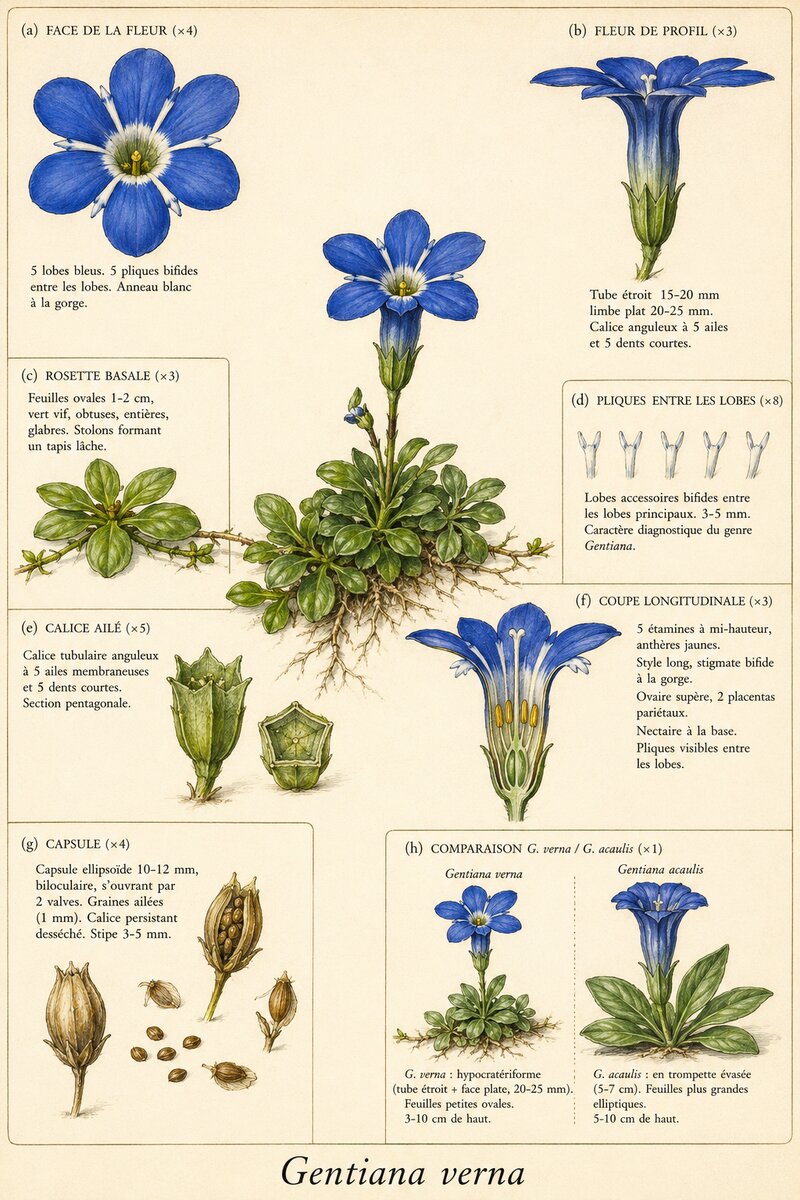 Planche botanique Gentiane printanière