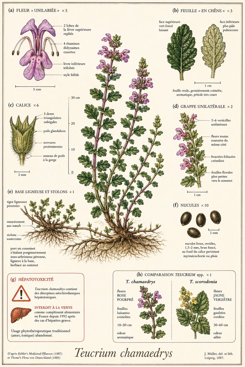 Planche botanique Germandrée petit-chêne