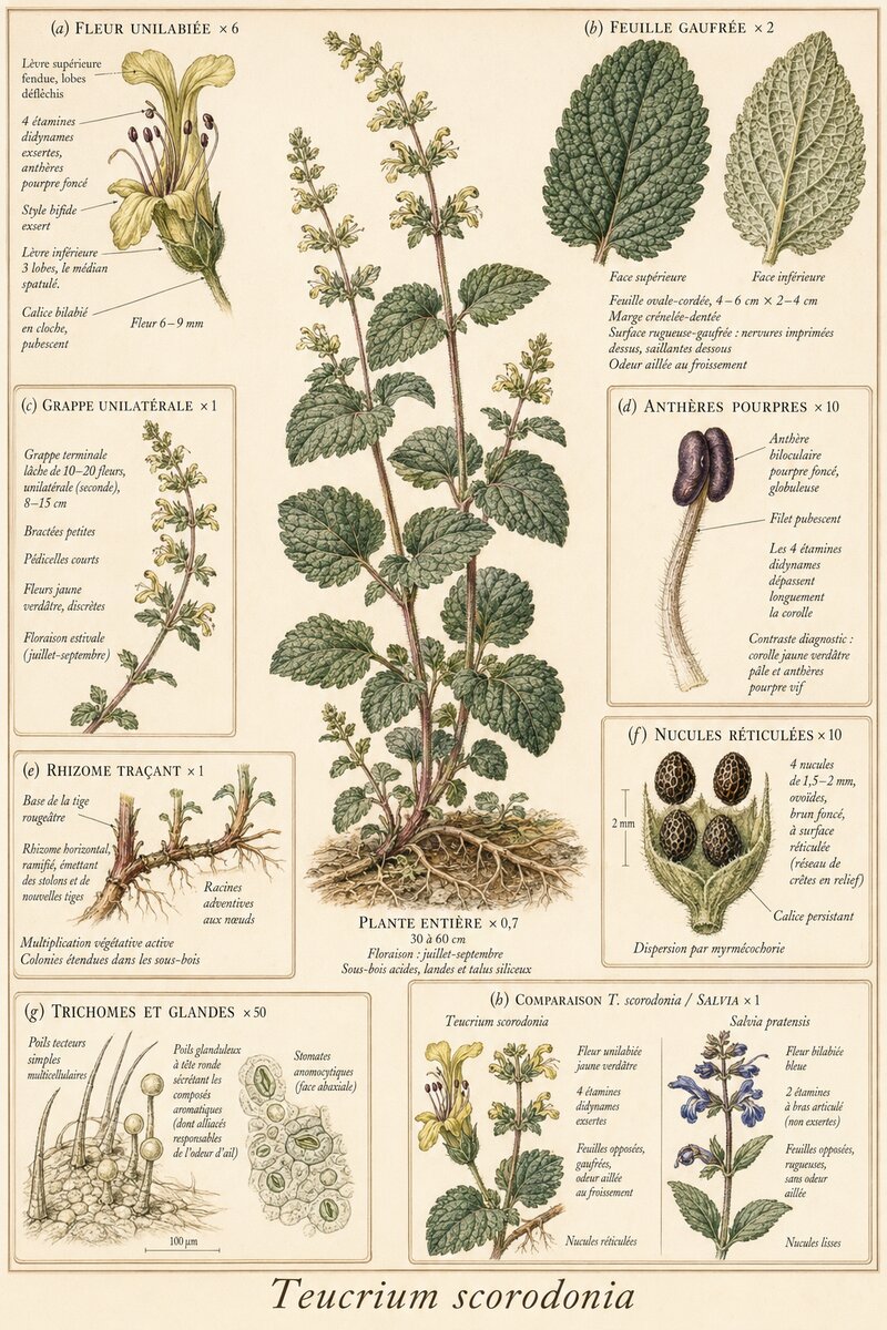 Planche botanique Germandrée scorodoine