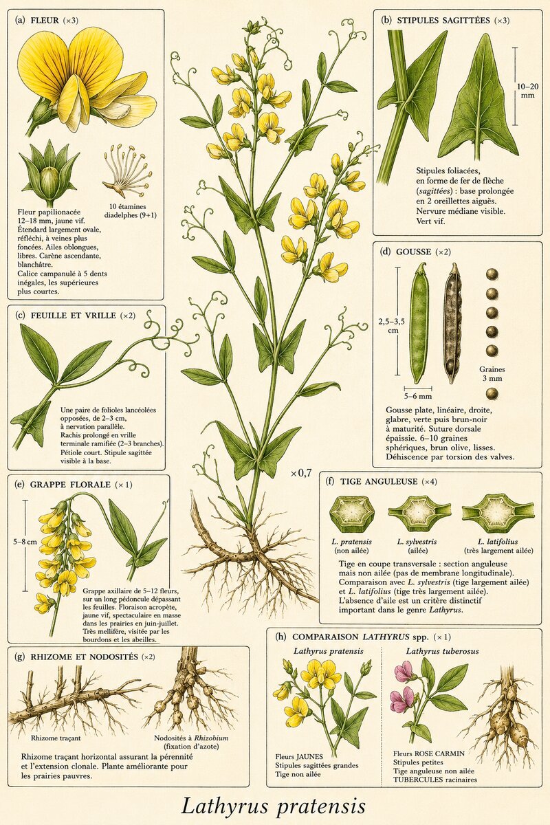 Planche botanique Gesse des prés