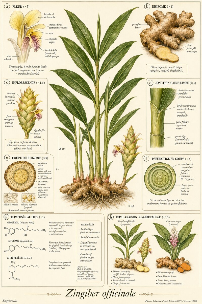 Planche botanique Gingembre