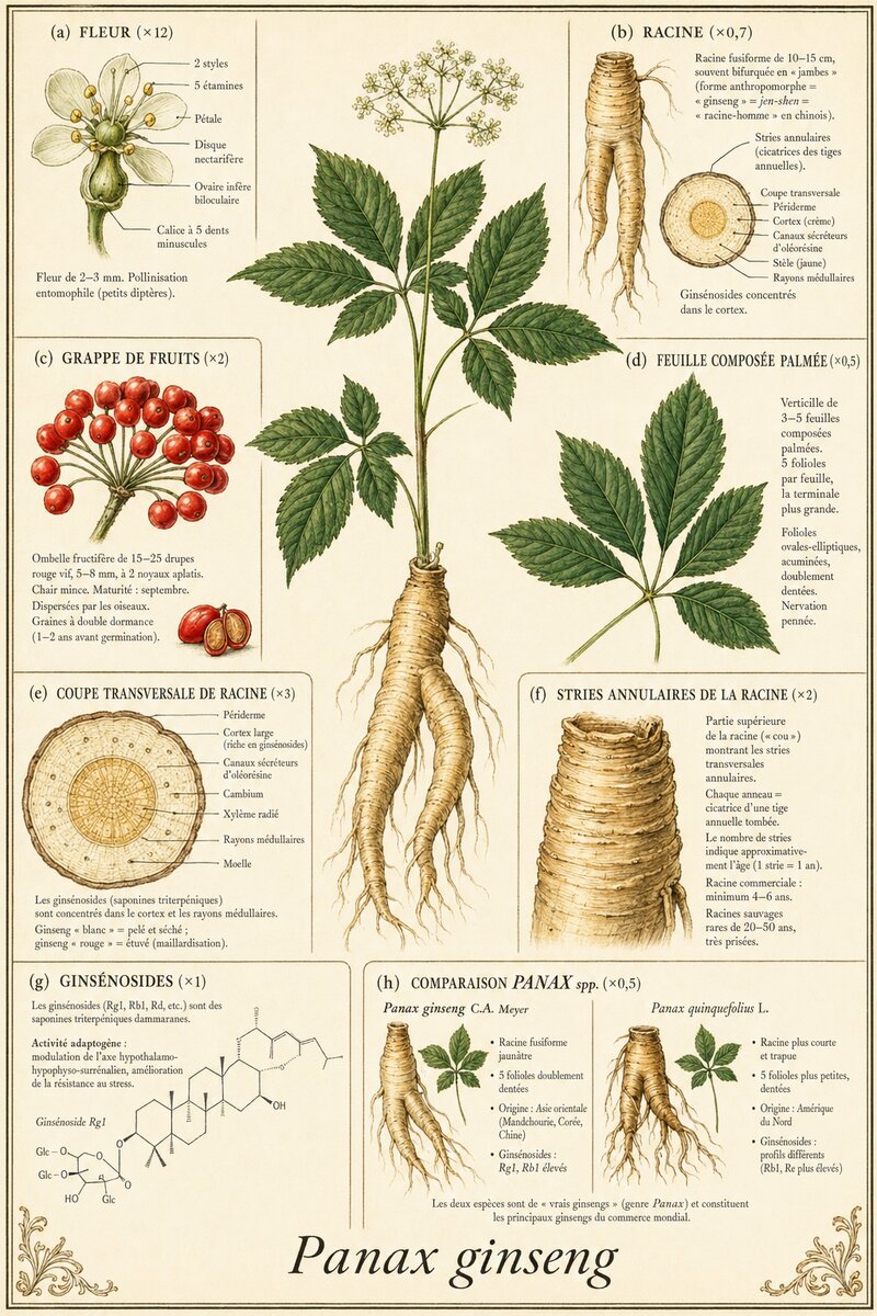 Planche botanique Ginseng